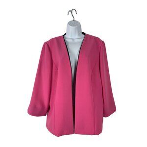 Perceptions Womens Open Front Pink Blazer Jacket Polyester Size 14